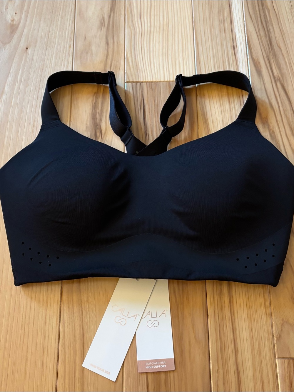 NEW Calia Empower High Support Pure Black  Sports Bra Size 34DD